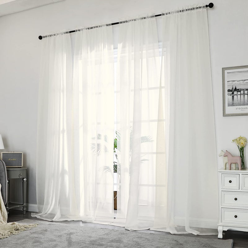 Chyhomenyc Ivory Sheer Curtains 84 Inches Long 2 Panels Set  Light Filtering Cream Voile Window Drapes for Bedroom Living Room  42Wx84L Inch  Ivory  Set of 2 - Image 2
